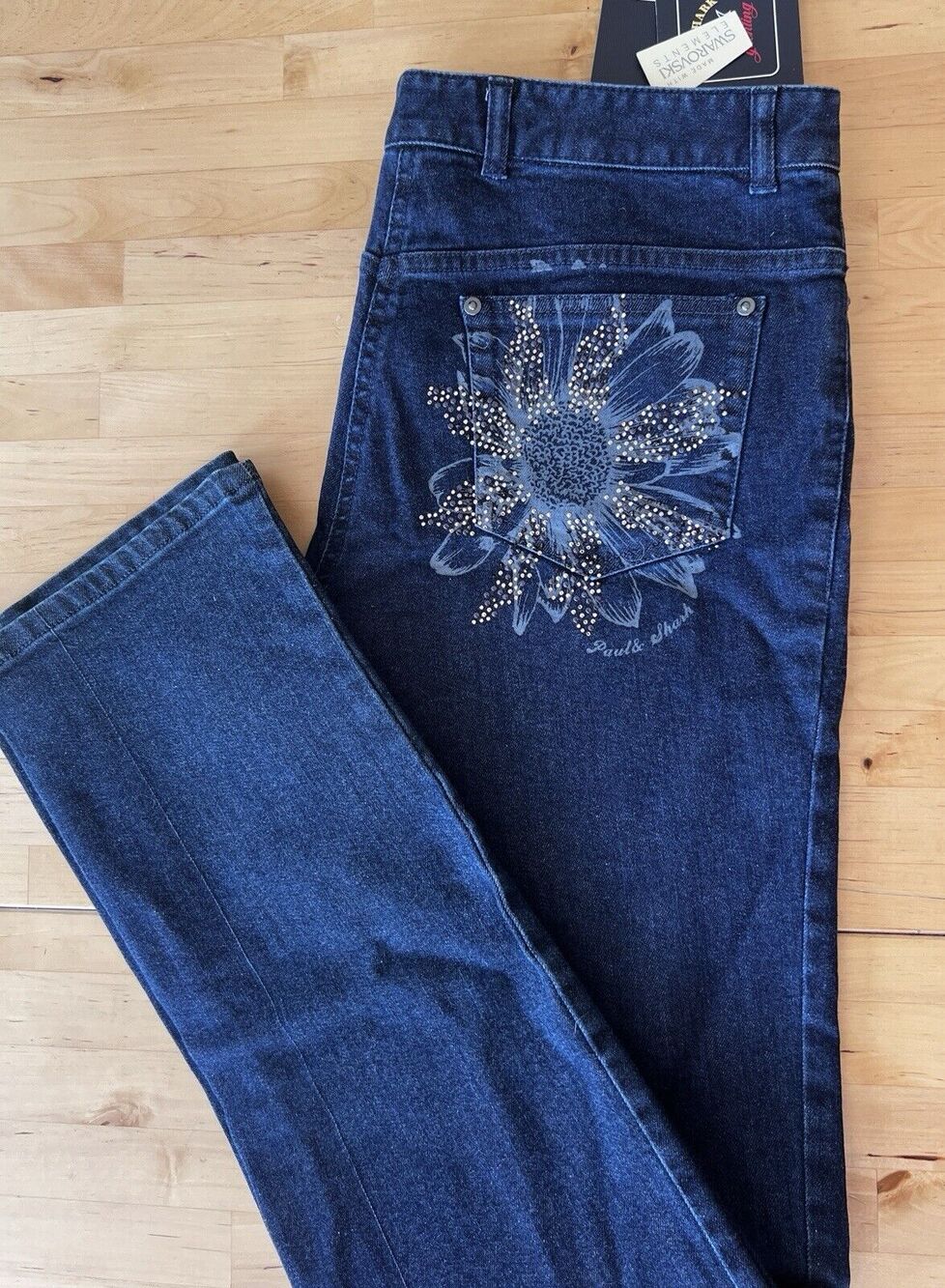 Paul & Shark Stretch Women’s Denim Jeans Size 42/8 Swarovski Flower On Pocket